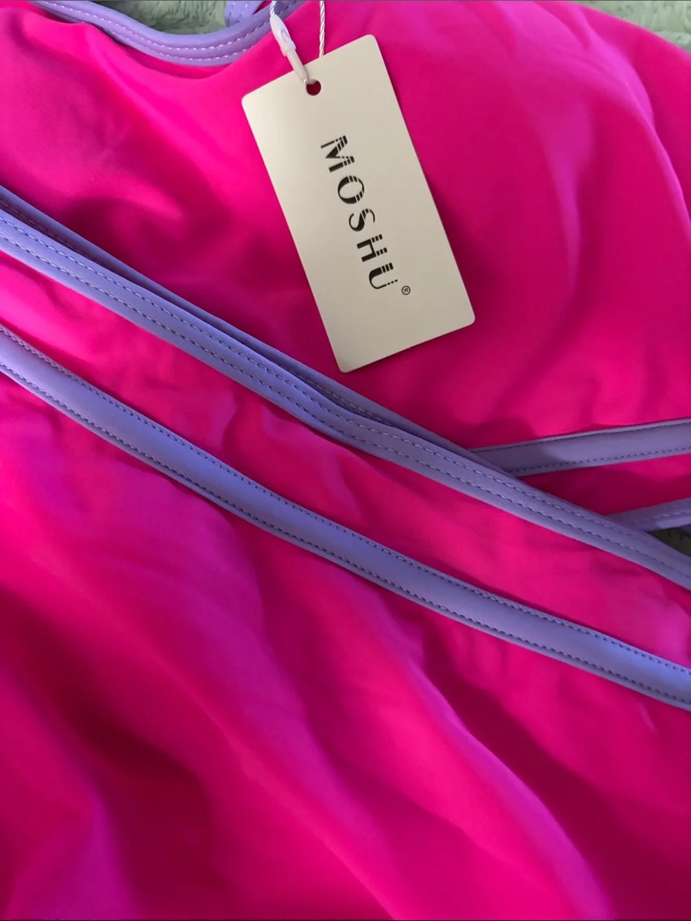 NWT- Med-Large High Waisted Bikini Sporty Color Block Slimming Cheeky High Cut